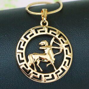 "Sagittarius Zodiac Rose Gold Pendant in Gold Plated Brass, XPPT1336